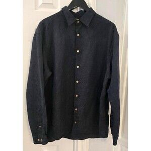 Jos. A. Bank Shirt Mens XL Black Textured Jacquard Floral Button Up Long Sleeve
